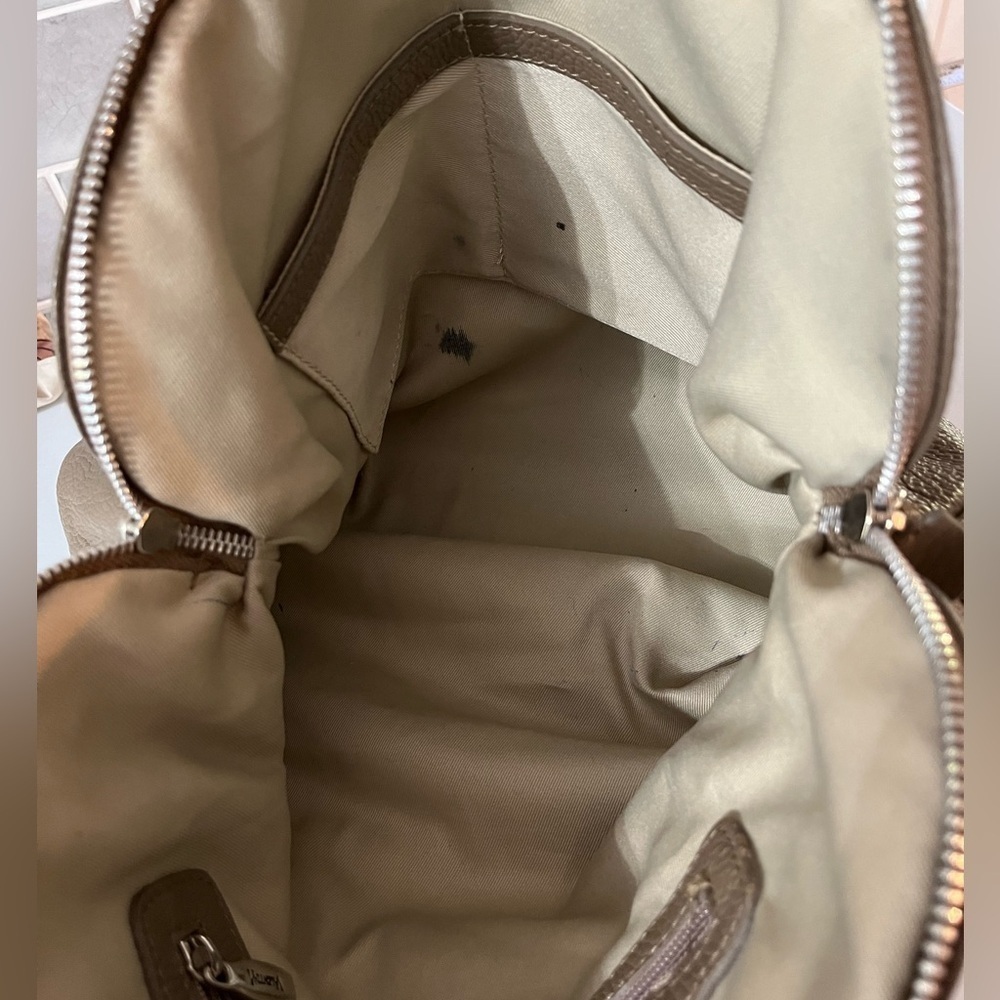 Valentina Italia Olive Pebbled Leather Shoulder Tote Bag Contemporary Minimalist - Picture 10 of 14